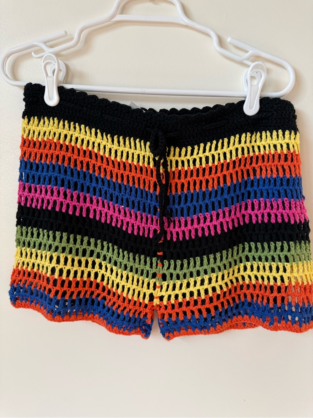 India Boutique Crochet High-Waist Multicolor Stripe Shorts Beachy Boho